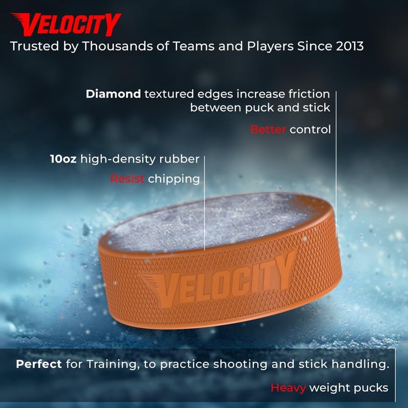 Velocity قرص هوكي، خفيف الوزن للشباب، رسمي لكبار السن، أقراص تدريب هوكي ثقيلة، 5، 10، 25، 50، و100 عبوة - Image 5